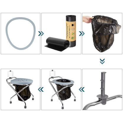 BLIKA Portable Toilet for Camping, 400LBS Stainless Steel Foldable Camp Travel Toilet for Adults, 16-Inch for Truckers, Camping, RV Travel, Road Trips, Outdoor Use