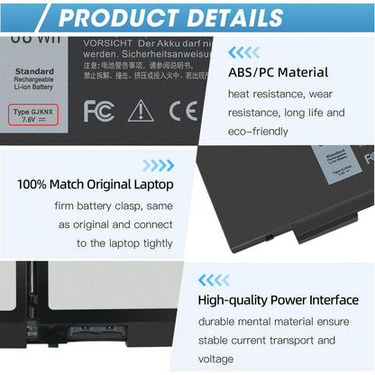 GJKNX 7.6V 68WH Battery Replacement for Dell Latitude 5480 5580 5490 5491 5580 5590 5591 5280 5288 5488 5491 5495 E5480 E5580 E5490 E5590 Precision 3520 3530 Series GD1JP 0GD1JP DY9NT 5YHR4 451-BBZG