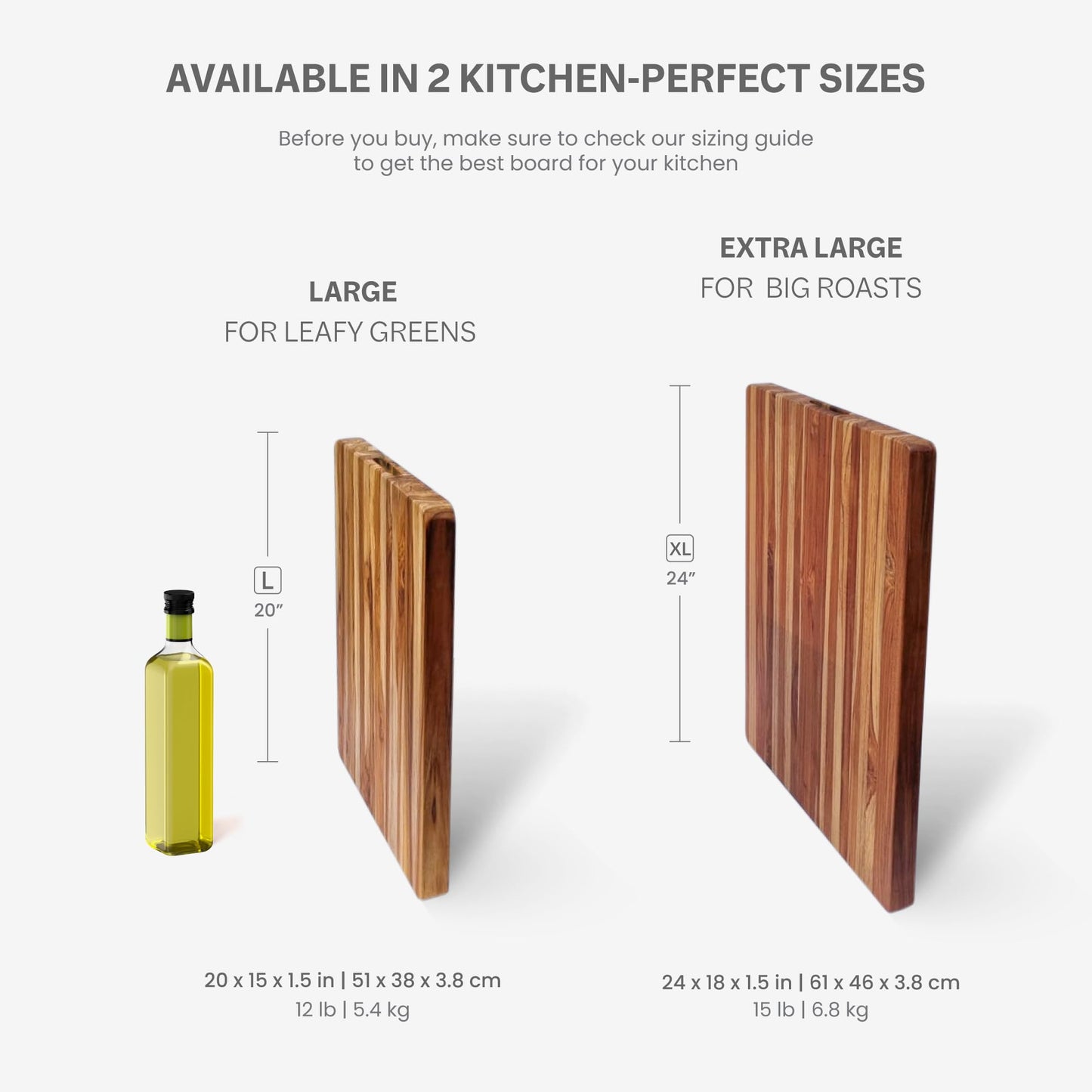 Teakhaus Cutting Board - Extra Large (XL) Wood Cutting Board with Grip Handles - Reversible Teak Edge Grain Wood - Knife Friendly - FSC Certified