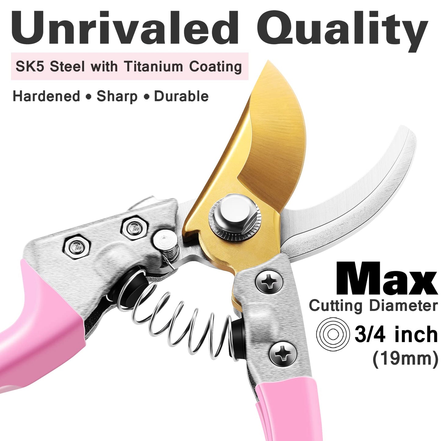 Floral Garden Tools Set,Heavy Duty Gardening Tools for Gardener,Gardening Gifts for Women,Storage Tote Bag,Sleeves,Gloves,Trowel,Transplanter,Rake,Weeder,Cultivator,Pruner,Succulent Hand Tools,Pink