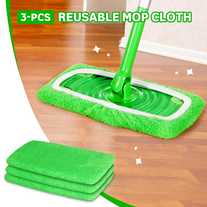 ZHAYAO Reusable Microfiber Mop Pads Compatible with Swiffer Sweeper, 3 Pack Dry Sweeping Cloths & Wet Mopping Cloths, Washable Pads for Hardwood Floor Cleaning (Mop is Not Included)