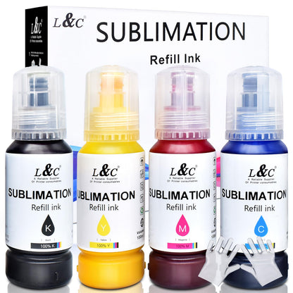 Sublimation Ink for Epson ET-2720 ET-2800 ET-2803 ET-4800 ET-2760 ET-2850 ET-4760 ET-4800 ET-3760 Sublimation Ink 522 Refilled Bottles Inkjet Printers for Heat Transfer Mug T Shirts (4x100ML)