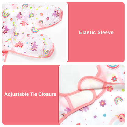 Accmor 4 Pack Long Sleeve Bibs, Baby Smock Waterproof Sleeved Bib Smock for Baby Toddler 6-24 Months