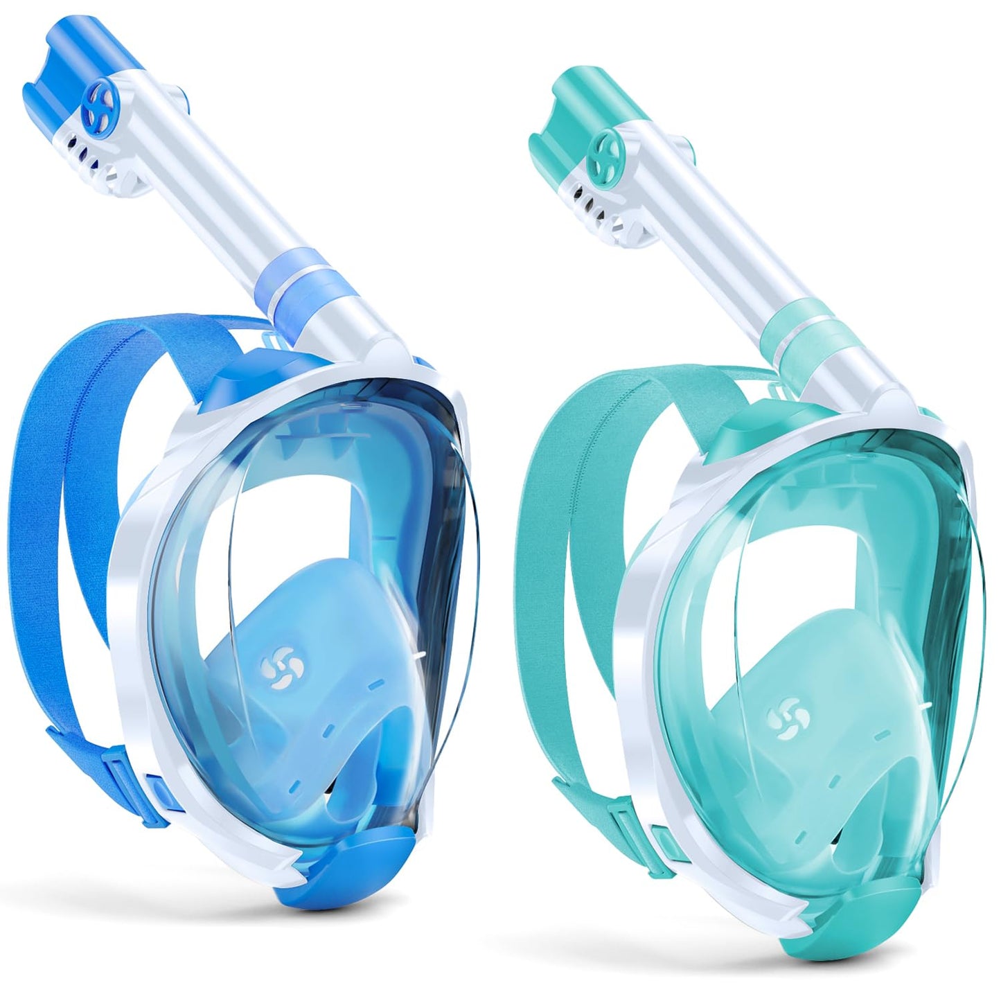W WSTOO Kids Full Face Snorkel Masks,Suitable for Beginners Dry Top Snorkeling Gear,Can Your Mouth or Nose to Breathe,180 Degrees Panoramic View,Anti-Fog Anti-Leak,Summer Travel and Vacationing Gifts