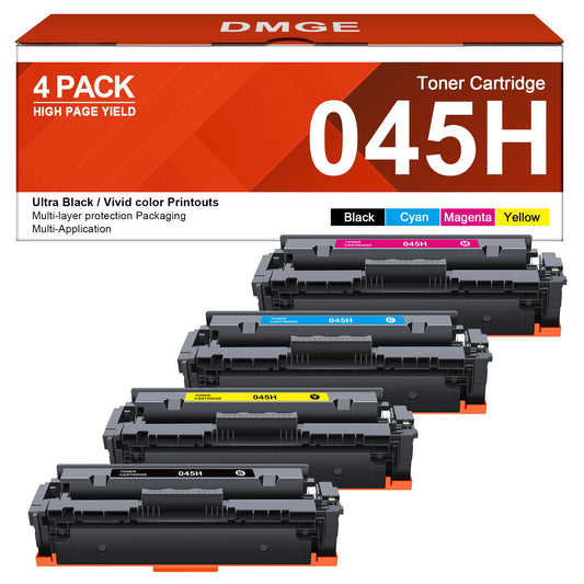 DMGE 045 Toner cartridges 045H - High Yield 4 Pack Replacement for Canon 045 Toner cartridges 045H Compatible with Canon Color imageClass MF632Cdw MF634Cdw LBP612Cdw MF632 MF634 Laser Printer