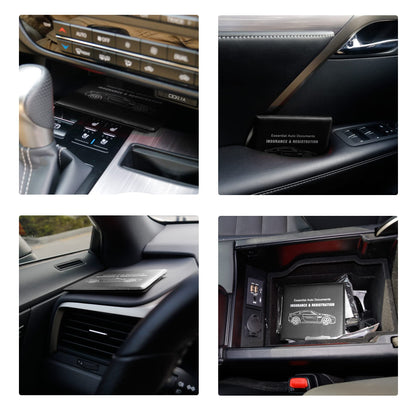 UYYE Car Registration and Insurance Card Holder, Vehicle Glove Box Car Organizer, Interior Car Accessories for Documents, Cards, License - 2 Pack