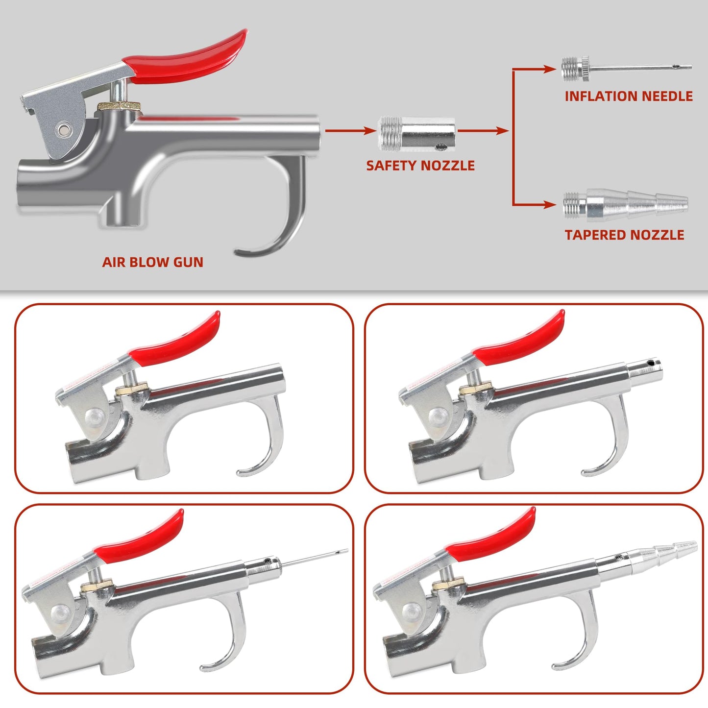 WYNNsky 17PCS Air Compressor Accessories Attachment Kit, 1/4’’ Air Hose Fittings, Blow Gun, Tire Gauge, Air Chuck
