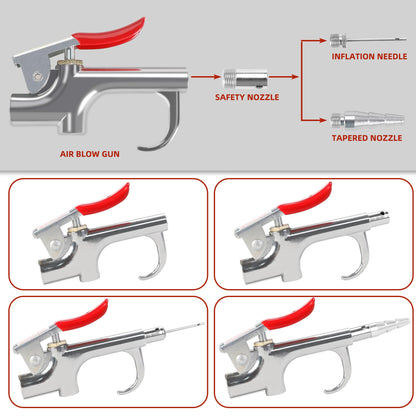 WYNNsky 17PCS Air Compressor Accessories Attachment Kit, 1/4’’ Air Hose Fittings, Blow Gun, Tire Gauge, Air Chuck