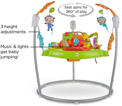 Fisher-Price Baby Bouncer Tiger Time Jumperoo Musical Activity Center with Lights Sounds & Developmental Toys