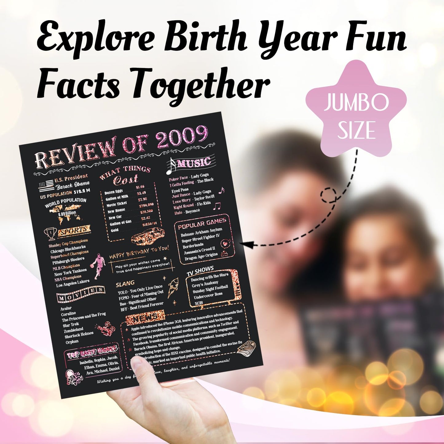 Sweet 16th Birthday Card for Girls Daughter,Jumbo Pop Up Sweet 16th Birthday Cards for Granddaughter Sister, Sweet 16th Birthday Decorations for 16 Year Old Girl Daughter Funny Birthday Gifts, Review of 2009, Pink