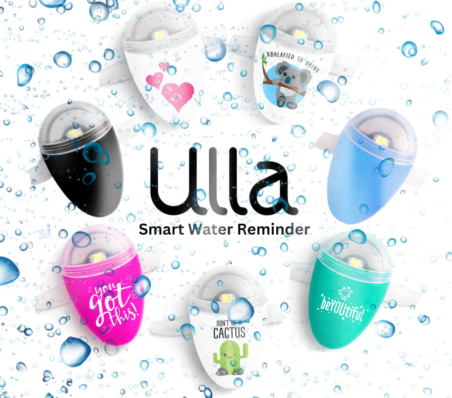 ULLA Drink Water Reminder, Smart Light for Water Bottle, Fits Most Bottles, Lights Up when Time to Drink, Hidrate Smart Water Bottle Reminder to Drink, Smart Hydration Reminder, Water Tracker - CACTUS