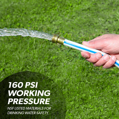 Valterra AquaFresh High Pressure Drinking Water Hose, Water Hose Hookup for RV - 1/2" x 25', White