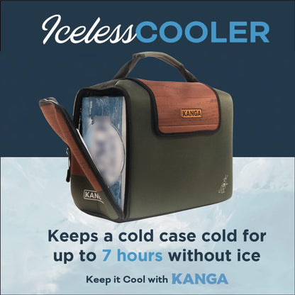 Kanga Insulated Cooler Bag - Soft Cooler Bag - 24 Pack Beer and Seltzer Drink Cooler - Insulated and Durability Tested - Kanga Kase Mate Cooler - Woody