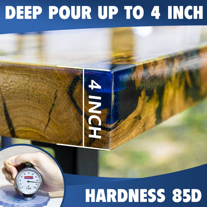 Deep Pour Epoxy Resin 1.5 Gallon, 2 to 4 Inch Depth Clear Epoxy Resin Kit with Mixer, Bubble Free, Low Odor 2:1 Casting Resin for Table Top, Countertop, River Table, Wood Filler, Bar Top