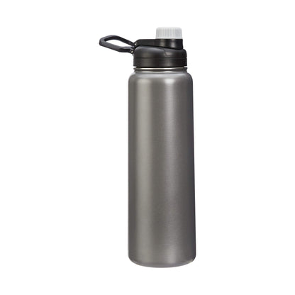 Amazon Basics Large Stainless Steel Insulated Water Bottle, Spout Lid, 30.1 ounces, Gray