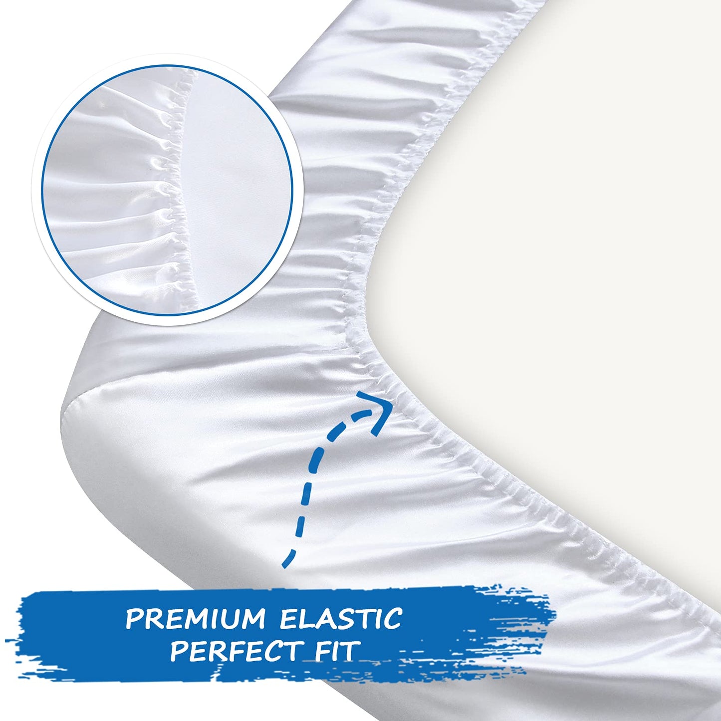 Satin Pack and Play Sheet Fitted, Soft & Silky Portable Playard/Mini Crib Sheets Mattress Cover for Boys and Girls, Compatible with Graco Pack n Play for Baby Hair and Skin, White