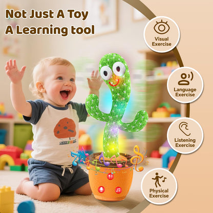SANJOIN Dancing Talking Cactus Toy for Baby Toddler, Boys Girls Gifts Singing Mimicking Recording Repeating What You Say Baby Toys with 120 English Songs (Adjustable Volume)