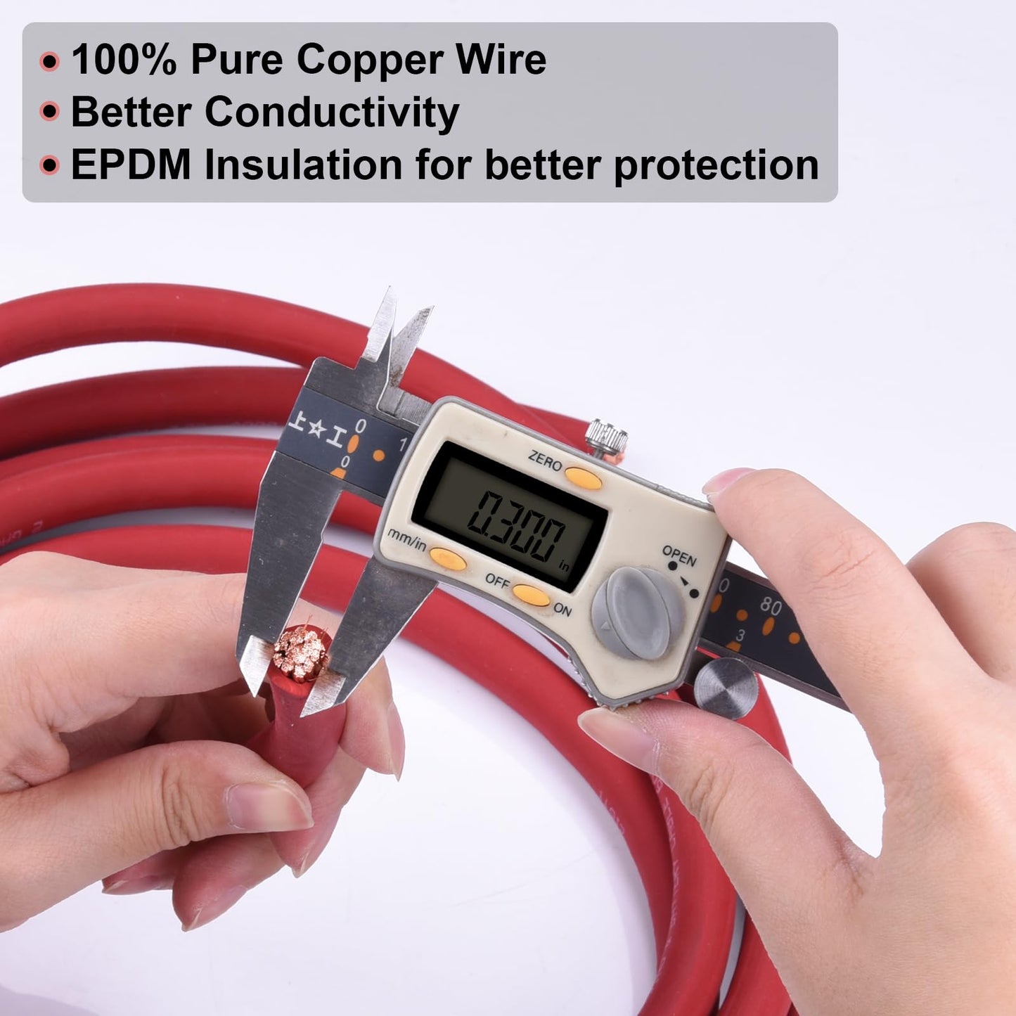 Shirbly 2 Gauge Battery Cable, 10FT Red + 10FT Black 2 AWG Pure Copper Wire Welding Cable, for Automotive, Battery, Solar and Generator, Standard USA OFC Wire