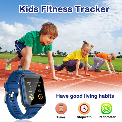 Cosjoype Kids Game Smart Watch for Kids with 24 Puzzle Games HD Touch Screen Camera Music Player Pedometer Alarm Clock Calculator Flashlight 12/24hr Kid Watch Gift for 4-12 Year Old Boys Toys for Kid