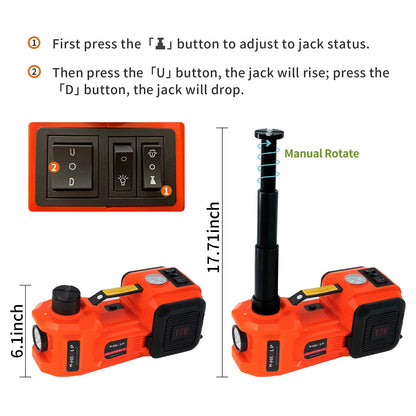 E-HEELP Electric Car Jack 5Ton 12V Kit Hydraulic (Lifting Range: 6.1~17.7 inch) with Inflator Electric Jack for Car SUV Sedan MPV Change Tires Garage Repair Emergency Kit