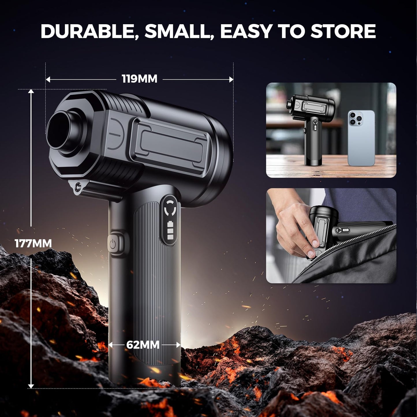 Compressed Air Duster: 100000RPM Electric Air Duster with LED Light Mini Air Blower Rechargeable Cordless Keyboard Cleaning Jet Dry Blower - Car, PC and Home Cleaning Kit Replaces Compressed Air Can