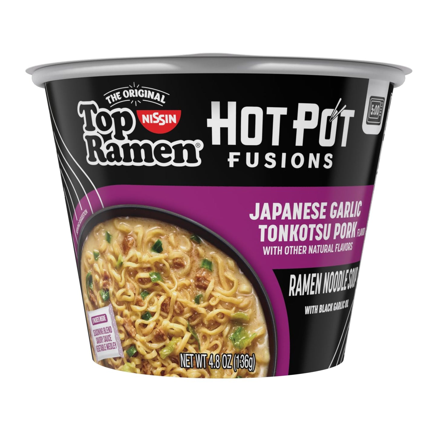 Top Ramen Hot Pot Fusions Japanese Garlic Tonkotsu Pork, 4.8 Ounce (Pack of 6)