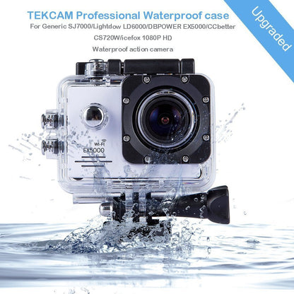 Waterproof Case Compatible with AKASO EK7000/Apexcam M80AIR/Pro Xtreme/SJCAM SJ4000/Dragon Touch Vision3 YF, Waterproof Housing Case for Action Camera with Same Button Position(Watch Install Video)