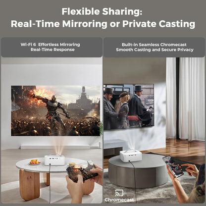 [AI Movin 2.0 System/1200 ANSI/Auto Focus] Projector with WiFi and Bluetooth, Outdoor-Projector 30W DoIby Audio APPS Built-in, Lisowod 1080P Smart Portable 4K Proyector with HDR10+ 2025 Upgraded