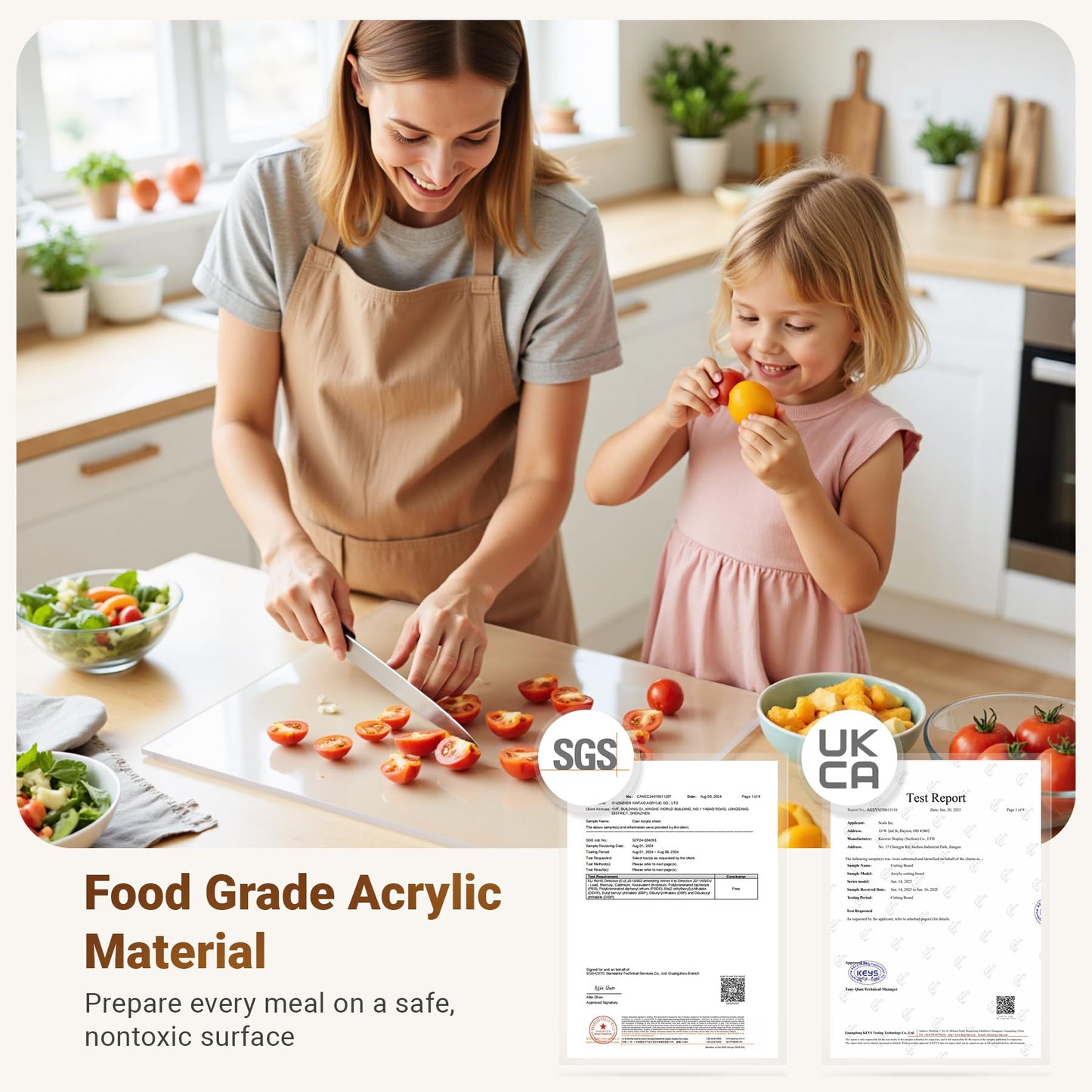 Acrylic Cutting Board with Counter Lip, 17.5x13.5 Inch Clear Cutting Boards for Kitchen Counter, Large Cutting Board Non Slip for Countertop Protector, Apartment Essentials Kitchen Decor Gifts