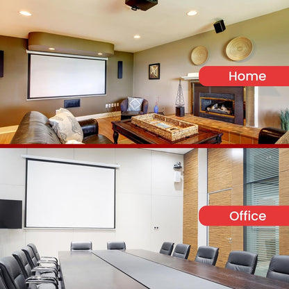 Pyle Manual Pull-Down Projector Screen - Universal 84-inch Roll-Down Retractable Manual Projection Screen w/ Auto-Locking, Adjustable Screen Height, Black Masking Border - 50.3” x 67.3” PRJSM9406