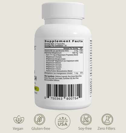 BIOptimizers Magnesium Breakthrough Supplement 4.0-7 Forms of Mg: Glycinate, Malate, Citrate, and More - Natural Support for Sleep and Cognitive Function - 60 Capsules- Calming Vitamins Complex