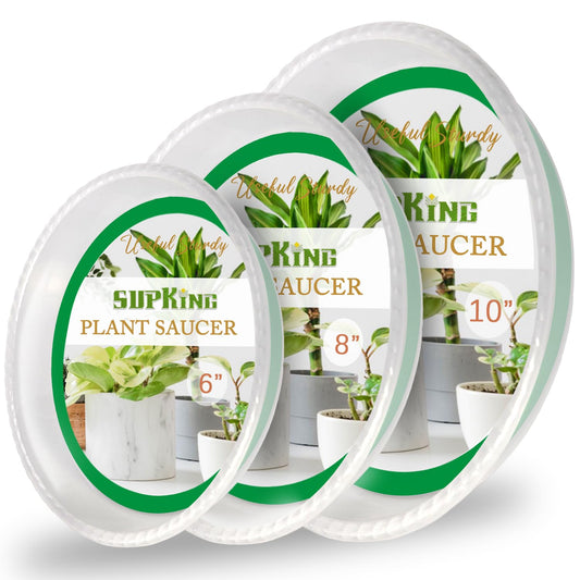 SupKing 9 Pack Plant Saucers (6inch /8inch /10inch), Heavy Sturdy Plant Trays Pot Tray for Indoor Clear Plastic Flower Pot Saucers Thicker Plant Water Drip Trays for pots- Clear