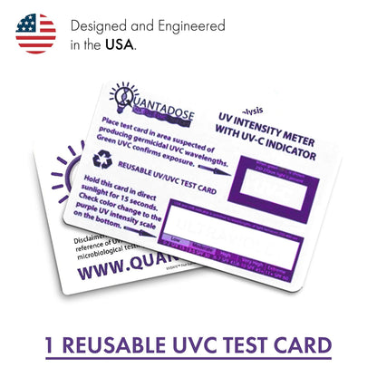 QuantaDose® UVC Light Test Card with UVC Light Wavelength Indicator and Photochromic UV Intensity Test
