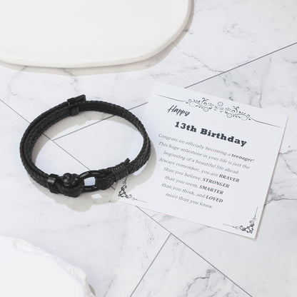 Sereney 13 Year Old Boy Birthday Gifts Ideas Adjustable Leather Bracelet as 13th Birthday Gifts for 13 Year Old Boy 13 Birthday Decorations for Boys Men Male Son Grandson Nephew Friend
