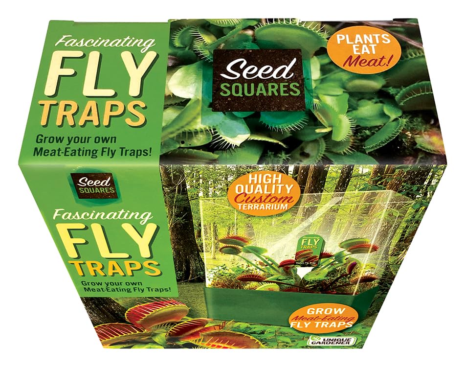 Unique Gardener Grow Your Own Venus Fly Trap, Complete Kids and Adults Square Terrarium Starter Kit to Plant Fascinating Man Eating Fly Traps, Includes All Supplies for Indoor Flytrap Terrariums