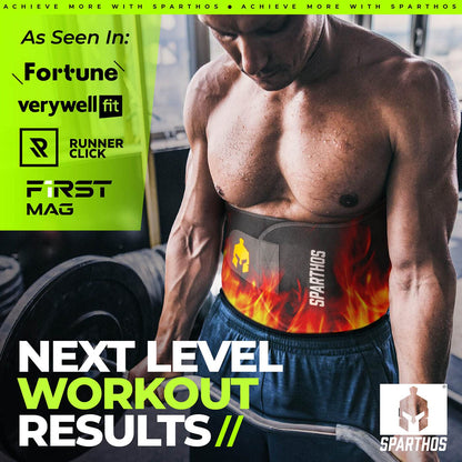 Sparthos Waist Trimmer Belt - Neoprene Waste Trainer Trainers Band for Workout, Sweat and Lose Stomach Fat - Sweet Burning Sauna Slimming Effect - Belly Tummy Weight Loss - for Men and Women (L)