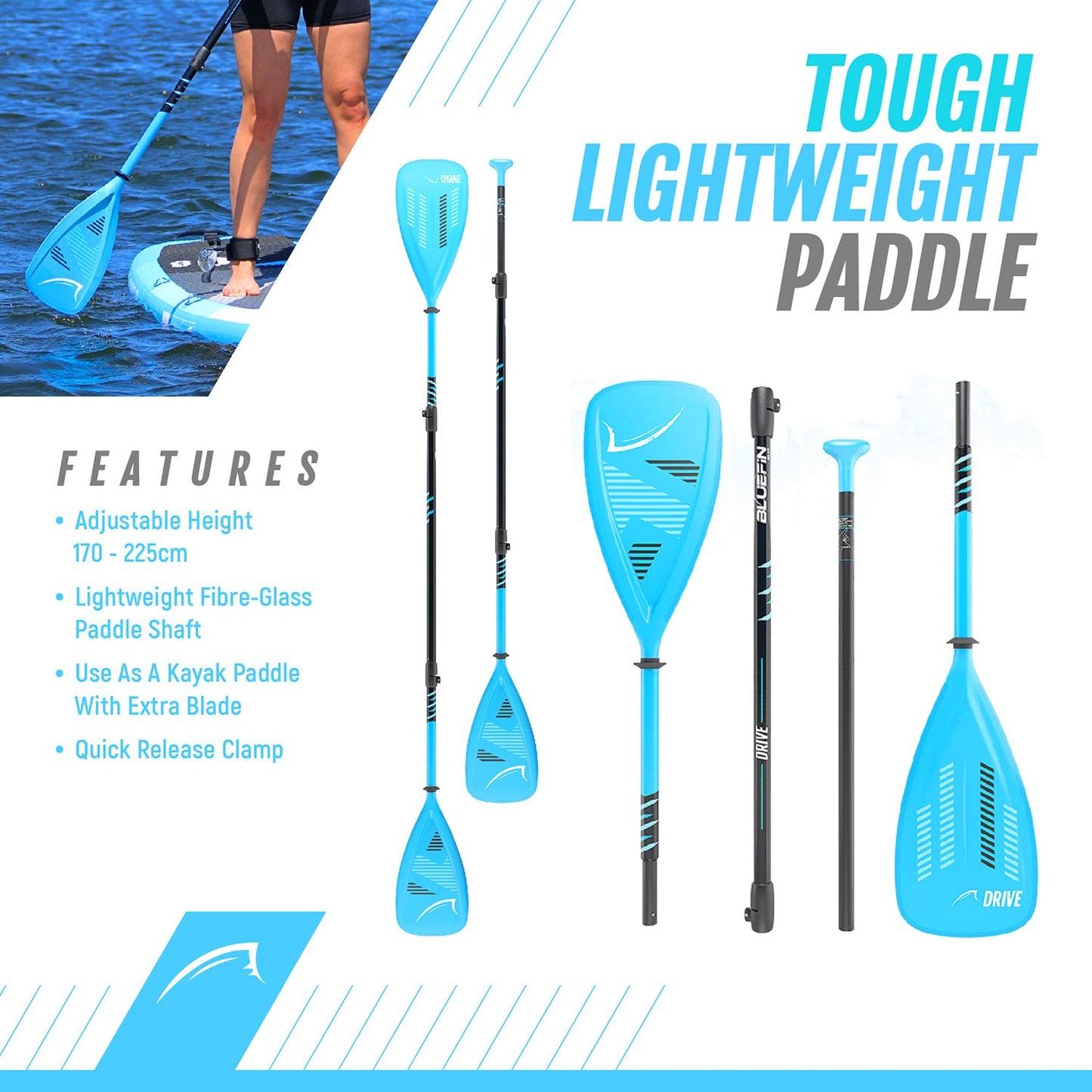 Bluefin SUP 10'8'' Inflatable Stand Up Paddle Board, Blue, Including Accessories & 5 Year Warranty