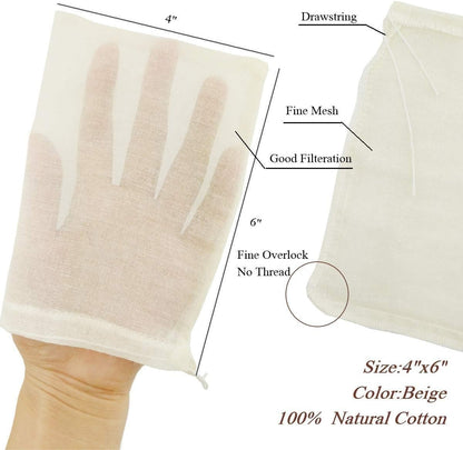 Cheesecloth Bags for Straining,Reusable Cold Brew Coffee Cheese Cloths Strainer,Large Nut Milk Tea Juice Bag,100% Natural Cotton Fine Mesh Filter Bags(X-Small,4 PACK)