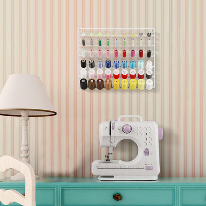 YBING Thread Holder Wall 54-spool Sewing Thread Rack Wall Mount Embroidery Thread Holder Organizer Spool Holder Wall Hanging Tools for Quilting White Metal