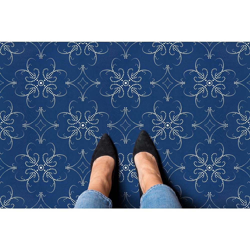 Retro Self Adhesive 12-Inch Vinyl Floor Tiles, 20 Tiles - 12" x 12", Navy Pearl Pattern - Peel & Stick, DIY Flooring for Kitchen, Dining Room, Bedrooms & Bathrooms by Achim Home Decor