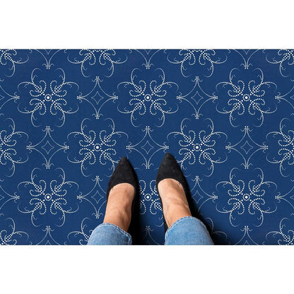 Retro Self Adhesive 12-Inch Vinyl Floor Tiles, 20 Tiles - 12" x 12", Navy Pearl Pattern - Peel & Stick, DIY Flooring for Kitchen, Dining Room, Bedrooms & Bathrooms by Achim Home Decor