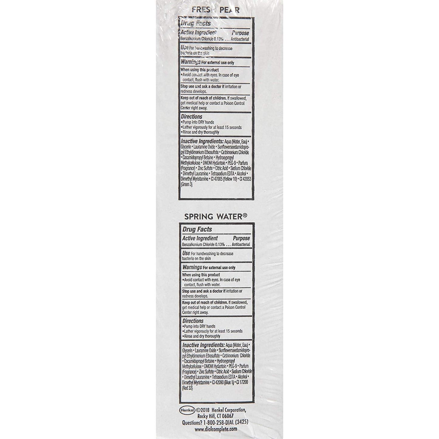 Dial Complete Antibacterial Foaming Hand Soap, 2-Scent Variety Pack, Spring Water/Fresh Pear, 7.5 Fluid Ounces Each , 5 count (Pack of 1)