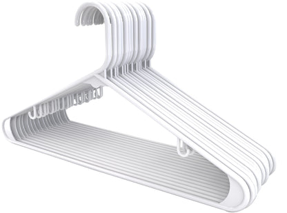 Utopia Home Plastic Hangers 20 Pack - Clothes Hanger with Hooks - Durable & Space Saving (White)