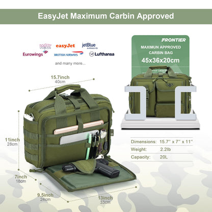 Stypos Tactical Messenger Bag, 14 Inch Tactical Briefcase for Man Military Laptop Bag Messenger Shoulder Bag Flight Bags for Pilots (Green)