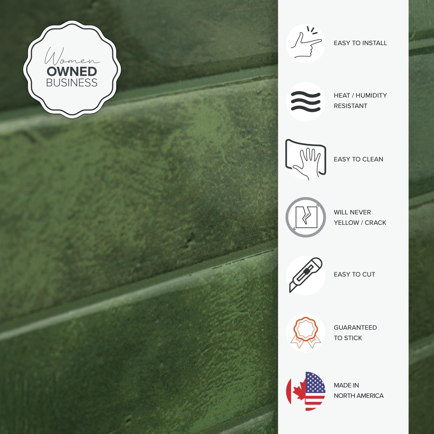 Smart Tiles SMART TILES Peel and Stick Backsplash - 5 Sheets of 11.43'' x 9'' - 3D Adhesive Peel and Stick Tile Backsplash for Kitchen, Bathroom, Wall Tile, Sefrou Green