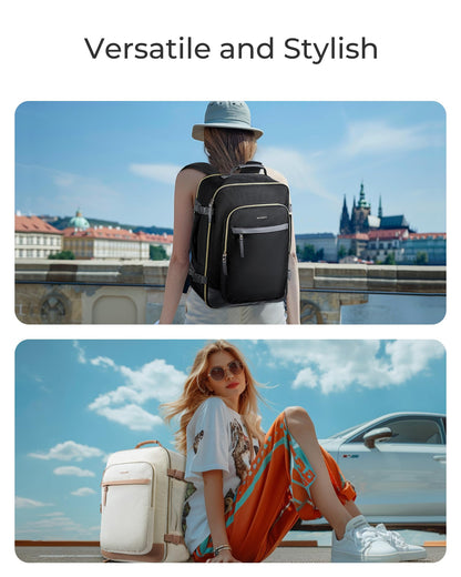 BAGSMART Travel Backpack for Women, 35L Carry-On Backpack Fits 17.3 Inch Laptop, TSA Approved Water-Resistant Weekender Gym Backpack, Black