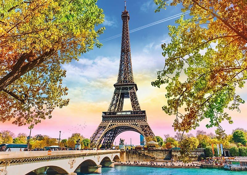 Trefl Romantic Paris 500 Piece Jigsaw Puzzle Red 19"x13" Print, DIY Jigsaw, Creative Fun, Classic Puzzle for Adults and Children from 10 Years Old