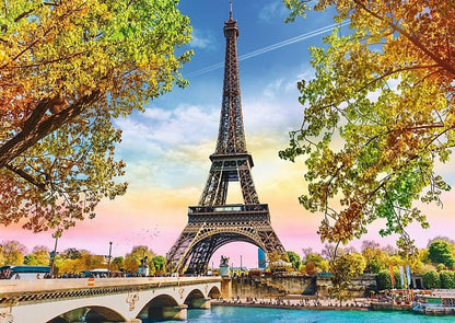 Trefl Romantic Paris 500 Piece Jigsaw Puzzle Red 19"x13" Print, DIY Jigsaw, Creative Fun, Classic Puzzle for Adults and Children from 10 Years Old