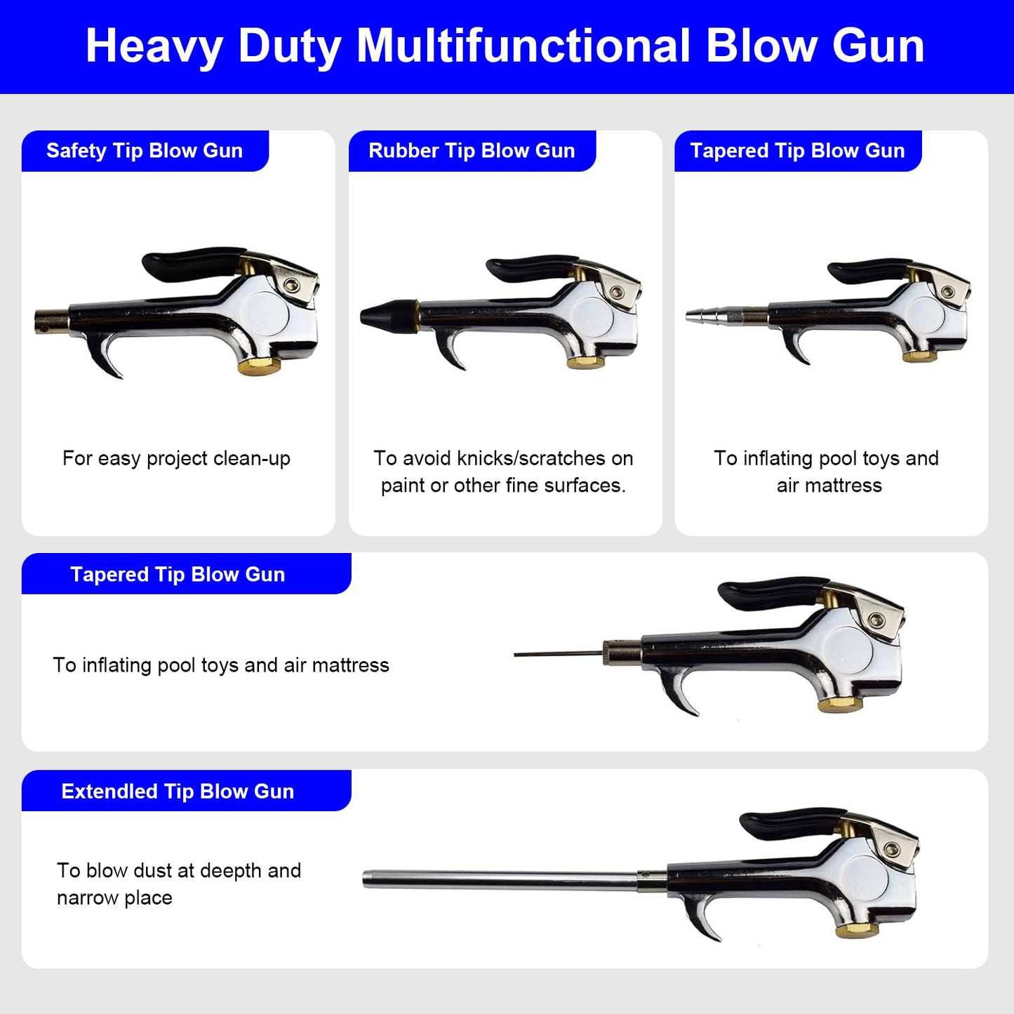 YOTOO Air Compressor Accessor Kit, Heavy Duty 20-Piece 1/4" NPT Air Tool Kit with 100 PSI Tire Inflator Gauge, Air Blow Gun and Air Hose Fittings