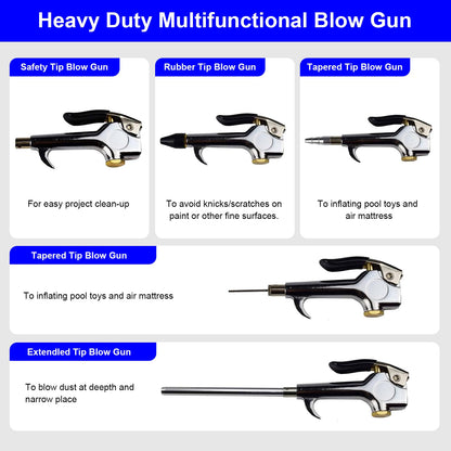 YOTOO Air Compressor Accessor Kit, Heavy Duty 20-Piece 1/4" NPT Air Tool Kit with 100 PSI Tire Inflator Gauge, Air Blow Gun and Air Hose Fittings